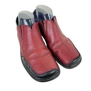 Rieker Antistress Red Black Low Heeled Slip On Square Toe Loafers Size 10